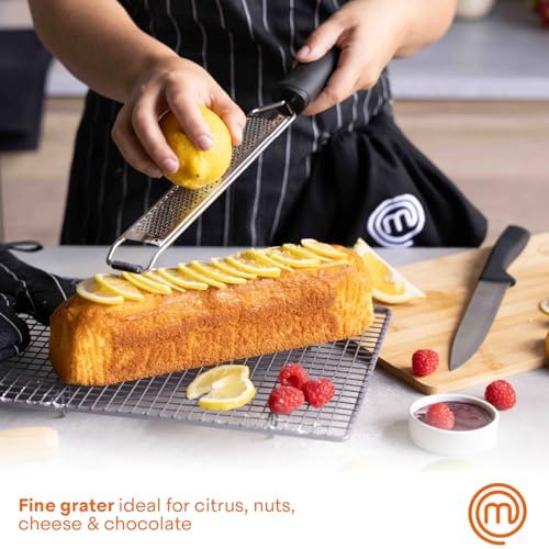 MasterChef Zester Grater with Handle, Stainless Steel, Non Slip Grip, 14.5"