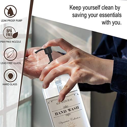 Sunrise Premium Clear Glass Soap Dispenser with Pump, 2 Pack