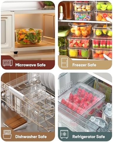 60 PCS Food Storage Containers with Lids Airtight, (30 Lids & 30 Containers) Leak proof Containers Set for Kitchen, Meal Prep, BPA-Free, PVC-Free Plastic, Microwave/Dishwasher Safe, Extra Labels & Pen
