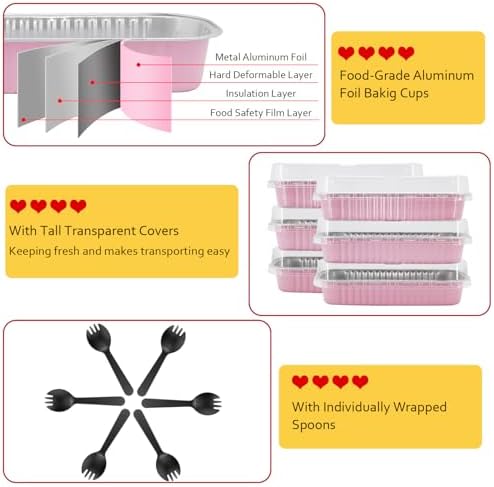 LNYZQUS Mini Loaf Pans with Lids 100 Pack, 6.8oz Rectangle Cake Tins