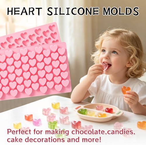 Heart Mini Silicone Gummy Molds with 1 Dropper, 2 Pack Candy Molds