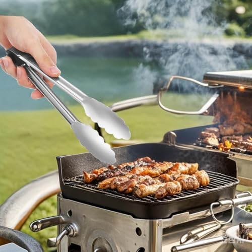 6pcs Stainless Steel Serving Tongs Gold or Silver Plated 9inch Heavy Duty Durable BBQ Clamps Design for Weddings Parties Banquets Buffets Family Gatherings Kitchen Cooking Serving Clip