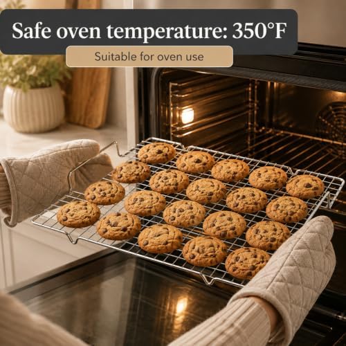 4 Pack Heavy-Duty Wire Cooking Rack Baking Racks with Handle 14.1" x 10.7"