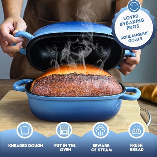 Dutch Oven 9x6 Inch, 2.5QT Cast Iron Bread Pans for Bread Baking