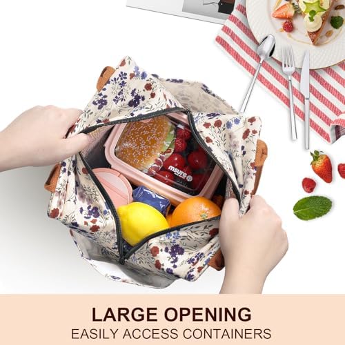 Joymee Insulated Lunch Bag Leakproof with Bottle Holder- Corduroy Floral