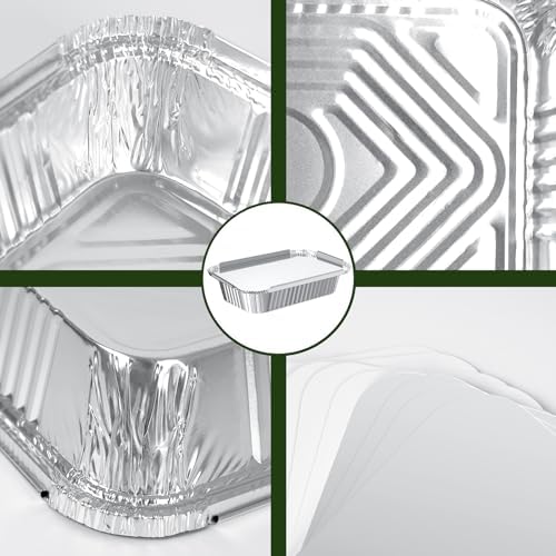 Notwoe® 30 Pack Disposable Aluminum Pans With Lids, 10x7.5 And 7.3x5.3 Square 6.9x4.3 Square Combo Set, Disposable Baking and Cake Pan. (30 Pack w/Lids)