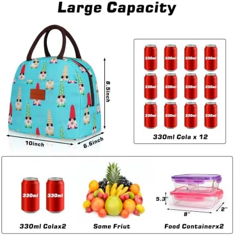 BALORAY Lunch Bag for Women Men Adult Lunch Box (Summer Gnomes),M