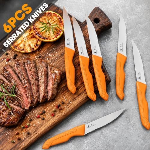 imarku 14-piece Japanese knife set, sharp, non-slip, gift box, yellow