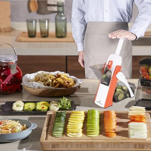 ONCE FOR ALL Mandoline Slicer for Kitchen, All in 1 Veggie Slicer, Orange