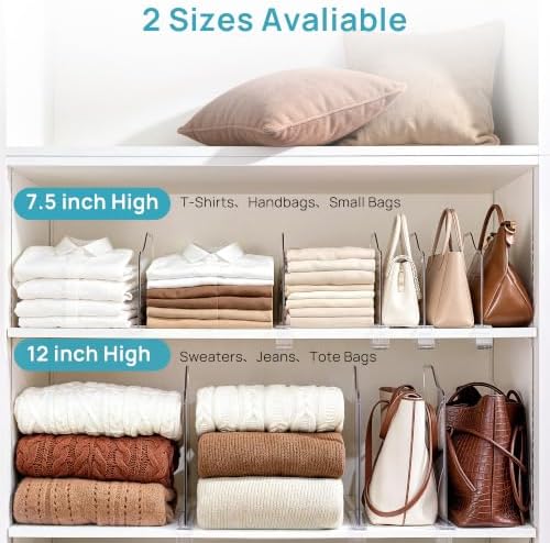 Vtopmart 8 Pack 7.5“ Height Shelf Dividers for Closet Organization