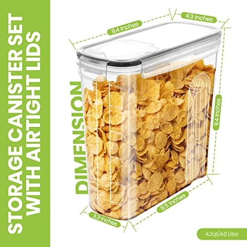 Utopia Kitchen Cereal Containers Storage Set with Lids, 6 Pack, 4L, Clear
