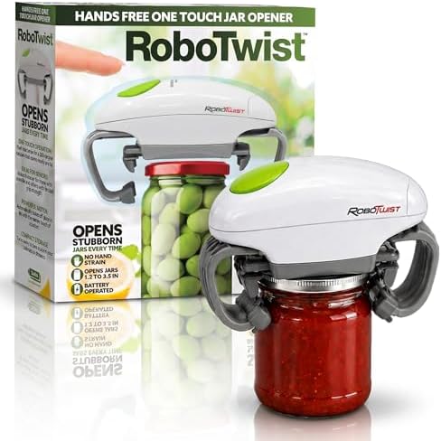 Robotwist Automatic Jar Opener,Deluxe Model with Improved Torque,Robo Twist Kitchen Gadgets for Home,Electric Handsfree Easy Jar Opener – Works on All-Jar Sizes,As Seen on TV,(Pack of 6)