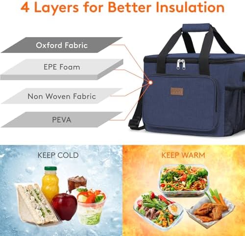 Lifewit Large Lunch Bag, Insulated Lunch Box, Soft Cooler Cooling Tote for Adult Men Women, Dark Blue 40-Can (24L)