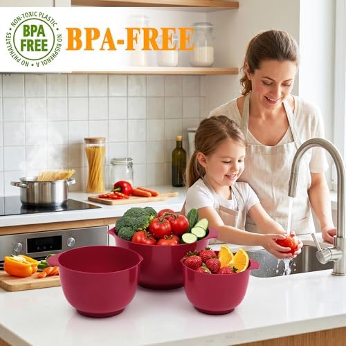 BoxedHome Classic Mixing Bowls Set of 4, BPA Free Plastic, Microwave Safe