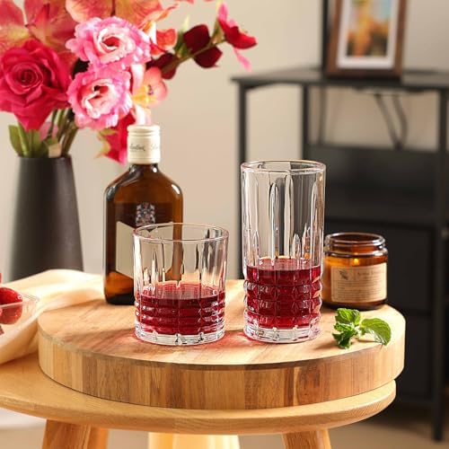 Moretoes Drinking Glasses Set of 12,Mixed Drink Cocktail Glass
