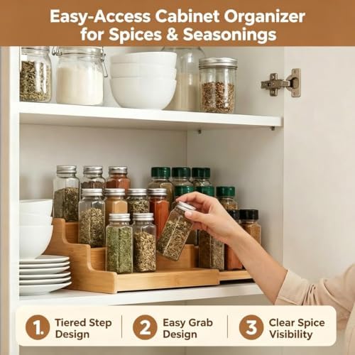 JinDoWin Spice Rack Organizer for Cabinets,Countertop & Pantries,2 Pack