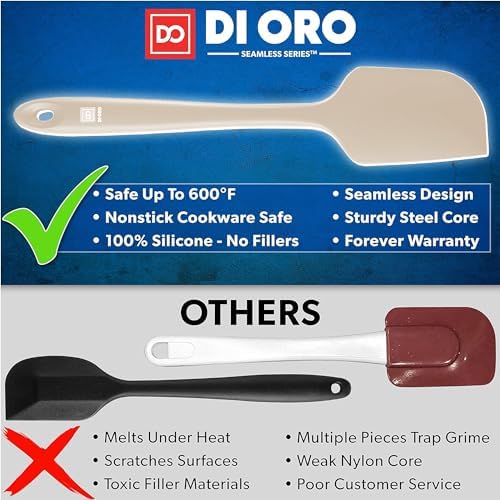DI ORO Large Silicone Spatula - 600F Heat Resistant, Clay