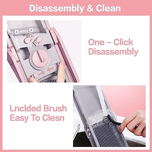 ONCE FOR ALL Safe Mandoline Slicer Plus, Bigger Size, Kitchen Slicer, Pink