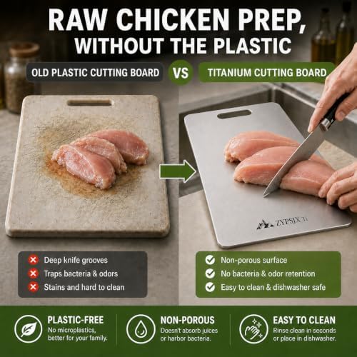 Titanium Cutting Board Set of 3, 100% Pure Titanium Kitchen Chopping Boards, Non-Toxic, Double-Sided Food Grade Chopping Board for Meat, Fruit & Daily Cooking（14"x10"+18"x12"+12"x9"）
