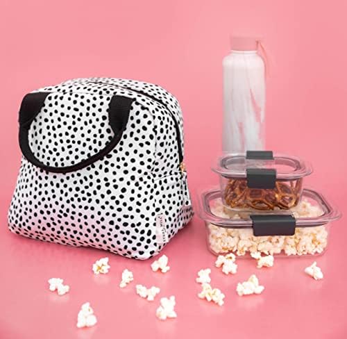 Steel Mill & Co. Insulated Lunch Tote Bag for Women, Black Dots