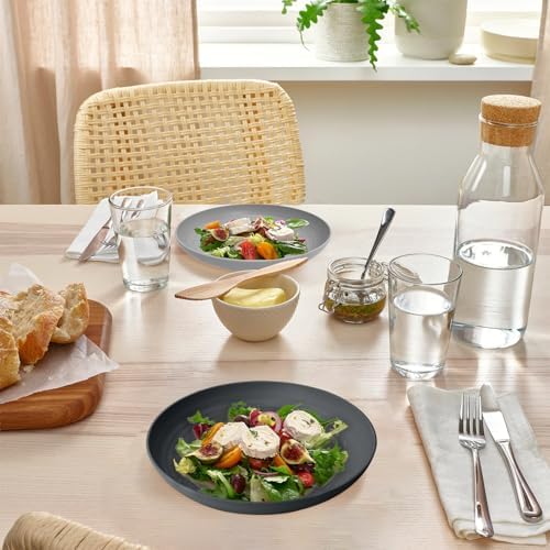 Homienly Premium Wheat Straw Dinner Plates, Reusable 8 PCS Unbreakable Plates 10 inch Plate Set, Alternative Plastic Plate Microwave and Dishwasher Safe Plates Set for Home - GreyStone