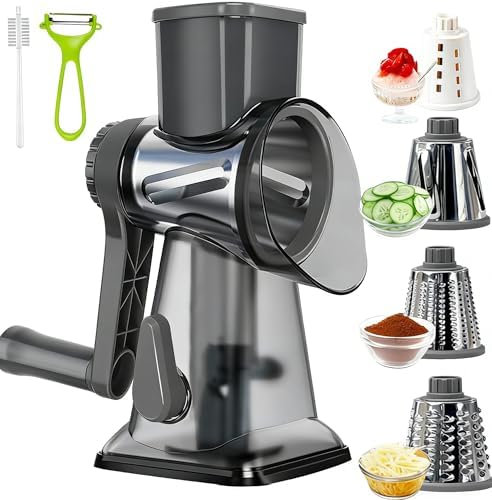 KalraMay Rotary Cheese Grater with Handle, Multifunctional Cheese Shredder