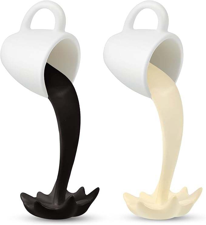 Jetec 2 Pcs Floating Spilling Coffee Cup Magic Pouring Splash Coffee Mug Pouring Spilling Mugs Cafe Novelty Funny Cup Sculpture Art Decoration for Home Decor(Black, Cream)
