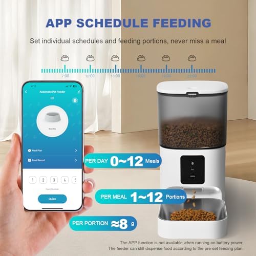 ANDOLL HOME 2.4G Automatic Cat Feeder, 4L WiFi Food Dispenser with 10s Voice Recorder, Pet Feeder up to 10 Meals per Day, Timed Cat Feeder with Dry Food Sealed Ring