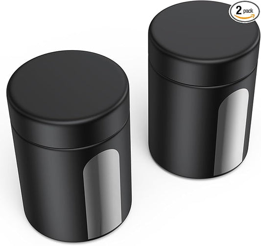Glass Storage Jar (4 oz), 2 Pack Premium Food Grade Visual Container with Child Resistant Cap, Small Waterproof Bottle Multipurpose Container for Coffee Beans Nuts Teas Spices(120ml)