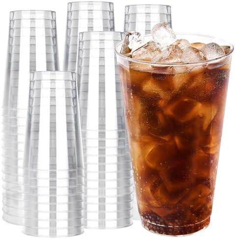 RACETOP 16 oz 200 Pack Disposable Plastic Cups, Disposable Clear Plastic Cups for Parties, Weddings, Gatherings, and Festival Events