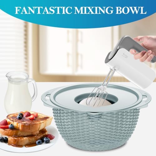 4 in 1 Colander with Mixing Bowl Set, Colander for Kitchen, Strainers and Colanders, Pasta Strainer, Fruit Cleaner, Veggie Wash, Aesthetic Kitchen Essentials - Blue