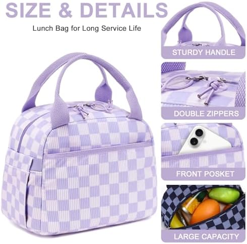 Bluboon Lunch Bag for Women Men Cute Corduroy Lunch Tote Bags Reusable Insulated Lunch Box Large Capacity Reusable Insulated Cooler for Work Picnic or Travel