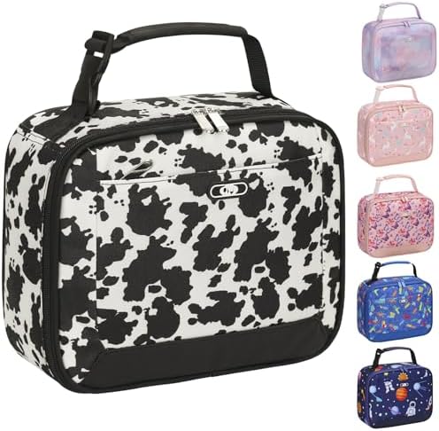 Tenot Lunch Box Kids Insulated Lunch Tote Bag Cow Print