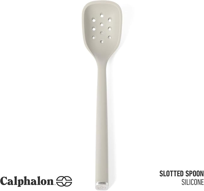 Calphalon Edge Silicone Flexible Slotted Spoon/Skimmer - Taupe