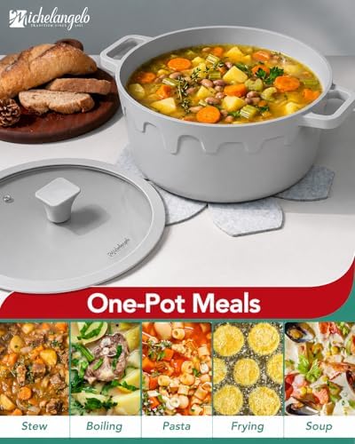 MICHELANGELO 8 Quart Stock Pot with Lid, Titanium Ceramic Nonstick Soup Pot