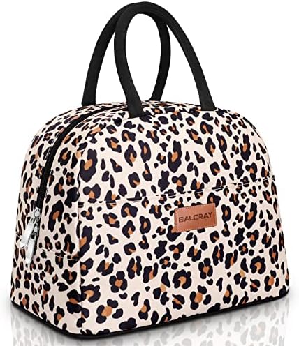 BALORAY Lunch Bag for Women Men Adult Lunch Box (Beige with leopard), L