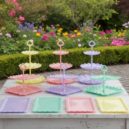Pack of 11 NWK Cupcake Stand Set with Table Cloth (Colorful)
