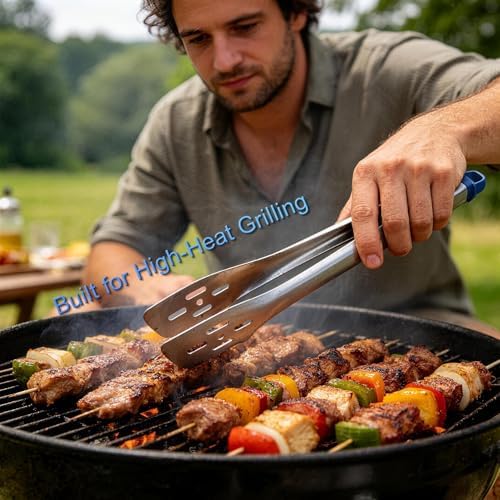 Kitchen Tongs, Food Grade Stainless Steel Cooking Tongs, 12''