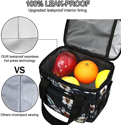 Femuar Lunch Bags for Women/Men, Insulated Lunch Bag for Work Office Picnic - Lunch Cooler Bag Leakproof Lunch Box with Adjustable Shoulder Strap - Hibiscus
