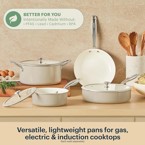 Pyrex 10-Inch Fry Pan Ceramic Cookware with Stainless Steel Handles