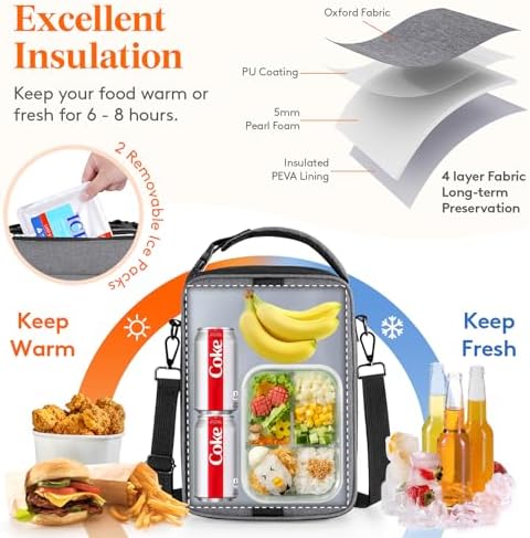 Lifewit Expandable Lunch Box for Men, Insulated Lunch Bag