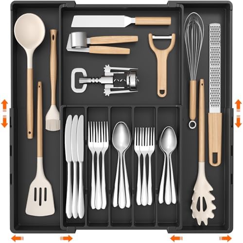 Lifewit Expandable Silverware Drawer Organizer, Utensil Tray for Kitchen