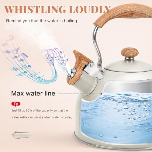 GGC Whistling Tea Kettle for Stove Top, 85OZ/2.6QT Stainless Steel Tea Pot