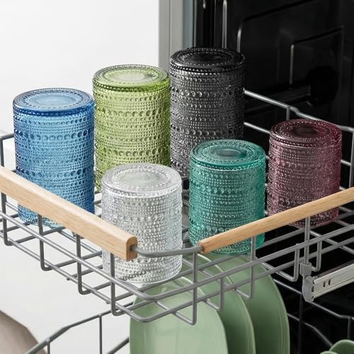 Moretoes Colored Hobnail Drinking Glasses Set of 12 Vintage Glass Cups