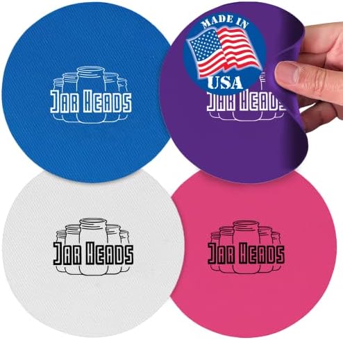 JAR HEADS Rubber Jar Opener Gripper Pad 4 Pack - Thick 5 Inch Grippers for Opening Jars Made in the USA - Jar Opener for Weak Hands & Seniors with Arthritis
