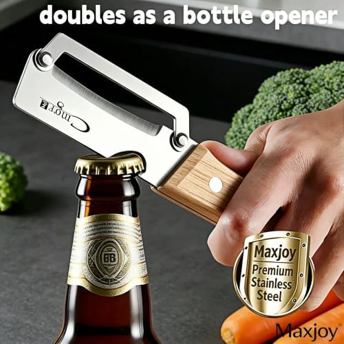 Maxjoy Vegetable Peeler, Stainless Steel Wooden Handle for Potato, Fruit