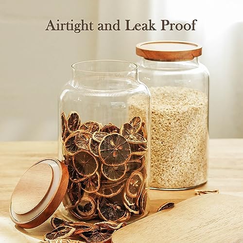 Labina Glass Jar with Wood Lid, Airtight Kitchen Storage Canister