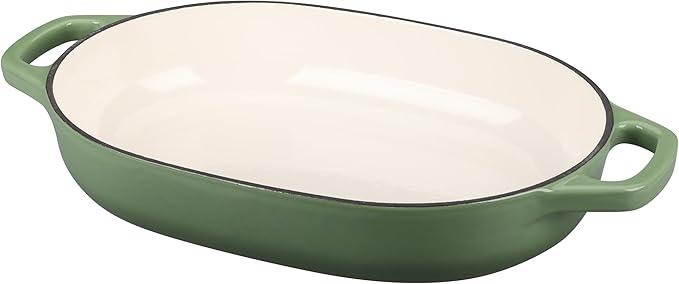 Enameled Cast Iron Oval Dutch Oven Pot with Lid, Dutch Oven for Sourdough Bread Baking, Bread Oven, Bread Dutch Oven, Oval Bread Pan, 7qt, Pistachio Green