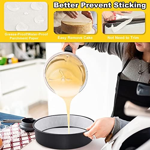 E-far 8 Inch Cake Pans Set of 2, Nonstick Small Cake Pans & Parchment Paper
