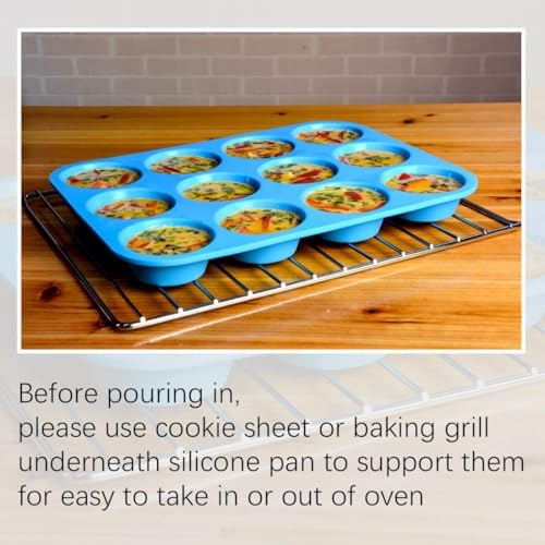 CAKETIME Silicone Muffin Pan - Cupcake Pan, Mini Loaf Pan Silicone Baking Molds Food Grade 3-Pack
